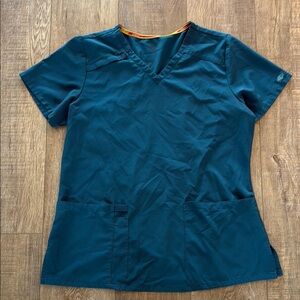 Caribbean Blue V-Neck Women's Scrub Top